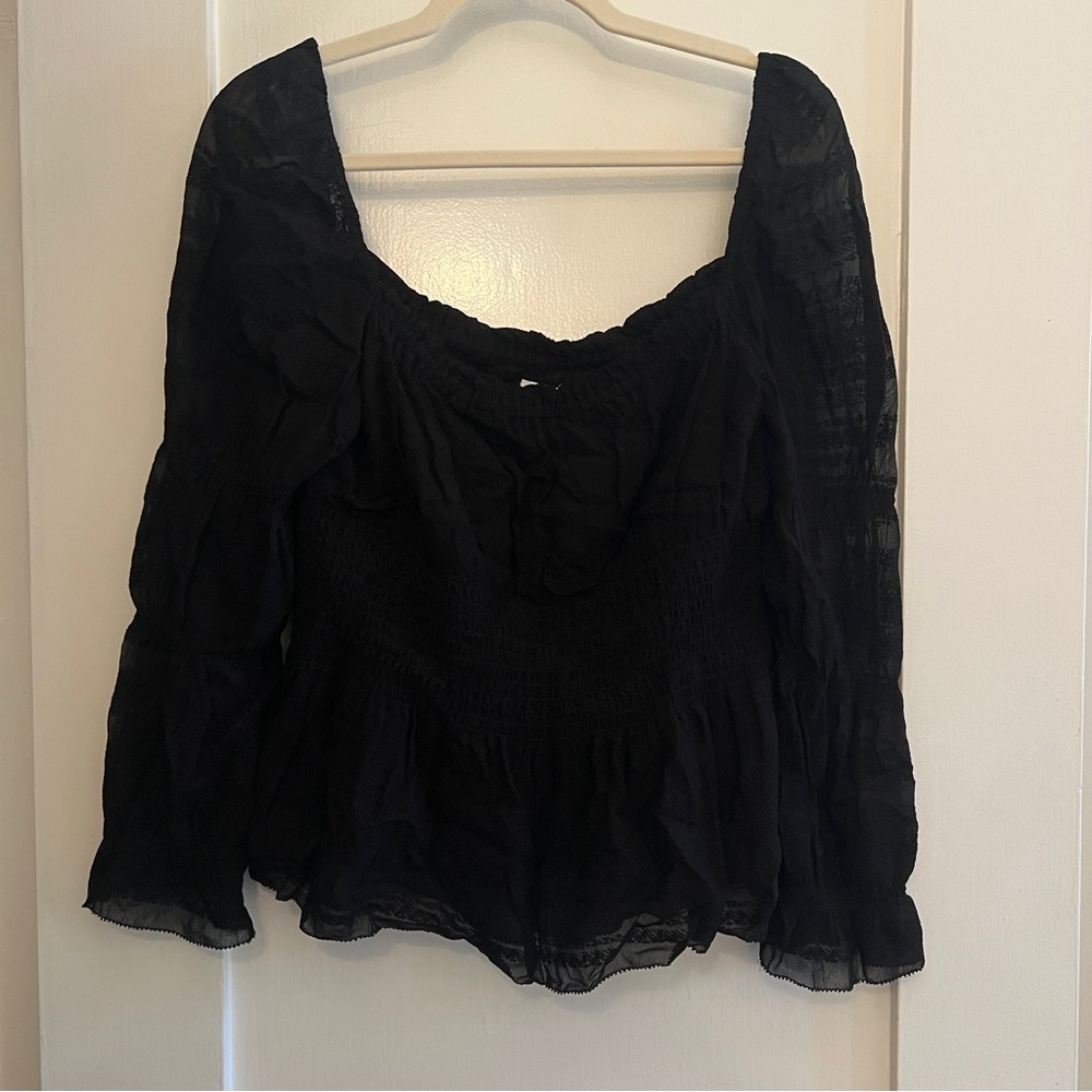 Wilfred Black Ruffled Smocked Blouse